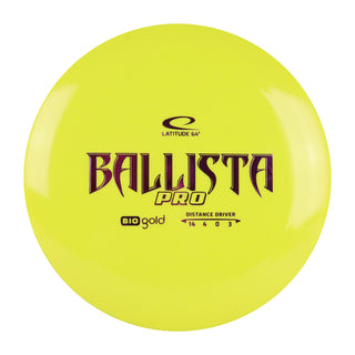 Latitude 64 Disc Golf BioGold Ballista Pro Distance Driver 14/4/0/3 Yellow/Purple 170 grams