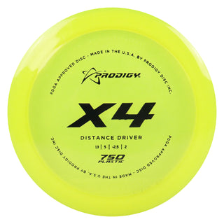 Prodigy Disc Golf 750 X4 Distance Driver 13/5/-2.5/2 Yellow/Black 172 grams