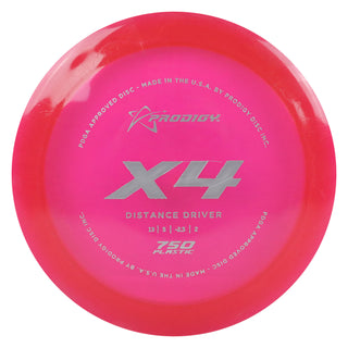 Prodigy Disc Golf 750 X4 Distance Driver 13/5/-2.5/2 Pink/Silver 172 grams