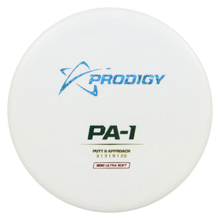 Prodigy Disc Golf 300 Ultra Soft PA-1 Putting Disc 3/3/0/2 White/Blue Shimmer/Rainbow 170 grams
