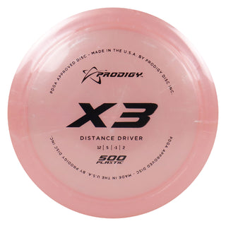 Prodigy Disc Golf 500 X3 Distance Driver 12/5/-1/2 Light Pink/Black 171 grams