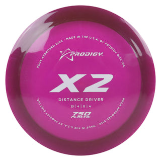Prodigy Disc Golf 750 X2 Distance Driver 13/4/0/4 Purple/White 173 grams