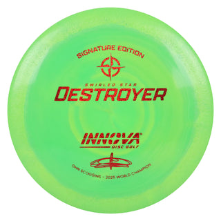 Innova Disc Golf Ohn Scoggins Swirled Star Destroyer 12/5/-1/3 Lime Green/Red Shimmer 150 grams