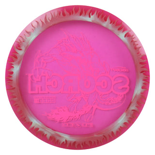 Discraft Disc Golf FuZed Line Scorch with Flame Pattern Distance Driver 11/6/-2/2 Hot Pink with Red White Flame/White 173-174g