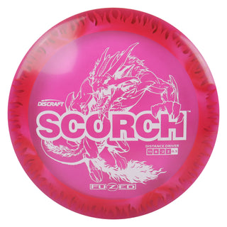 Discraft Disc Golf FuZed Line Scorch with Flame Pattern Distance Driver 11/6/-2/2 Hot Pink with Red White Flame/White 173-174g