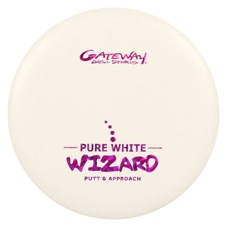 Gateway Disc Golf Pure White Wizard Putting Disc 2/3/0/2 White/Magenta Shatter 171 grams