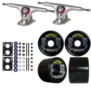 Paris Longboard Trucks, Wheels, Hardware, and Abec 7 Bearings Kit - V2 180 Raw + Bigfoot 76mm 80A Black