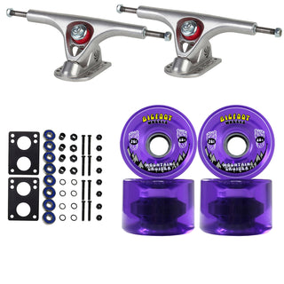 Paris Longboard Trucks, Wheels, Hardware, and Abec 7 Bearings Kit - V2 180 Raw + Bigfoot 76mm 80A Purple