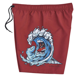 Santa Cruz Skateboards Shorts Screaming Wave Pull On Boardshort Burgundy