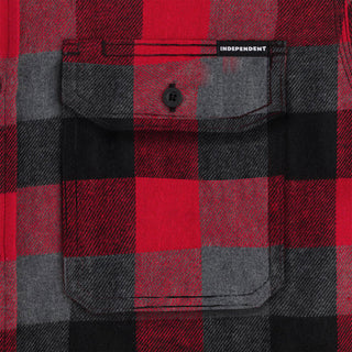 Independent Skateboard Longsleeve Flannel Shirt Belmont Red