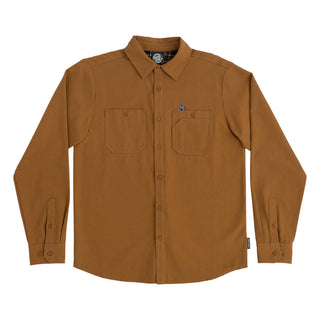 Santa Cruz Skateboard Longsleeve Button Up Shirt Screaming Hand Utility Dusty Brown