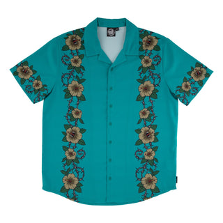 Santa Cruz Skateboards Shirt Screaming Cabana Party Top Tropic Teal