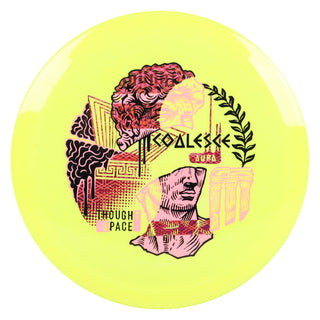 Thought Space Disc Golf Aura Coalesce Fairway Driver 9/5/0/3 Yellow/Pink Magenta Hexagons 175 grams