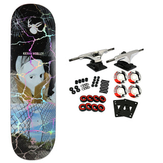 Opera Rider Stock Skateboard Complete Nick Papa Caged Silver 9.0" x 33"