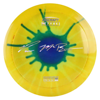 Discraft Disc Golf Paul McBeth Z Line Fly Dye Zeus Distance Driver 12/5/-1/3 Yellow/Blue Splat/Holo 167-169g
