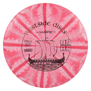 Westside Disc Golf Origio Burst Warship Midrange 5/6/0/1 Red/Rose Gold 178 grams
