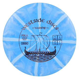 Westside Disc Golf Origio Burst Warship Midrange 5/6/0/1 Blue/Rose Gold 177 grams