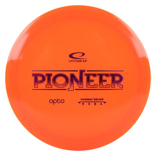 Latitude 64 Disc Golf Opto Pioneer Fairway Driver 9/3/0/4 Orange/Purple 174 grams