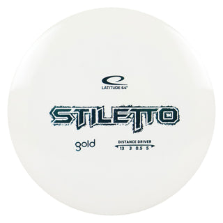 Latitude 64 Disc Golf Gold Stiletto Distance Driver 13/3/0.5/5 White/Turquoise 176 grams