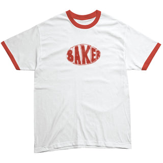 Baker Skateboards Shirt Sprayed Oval Ringer White