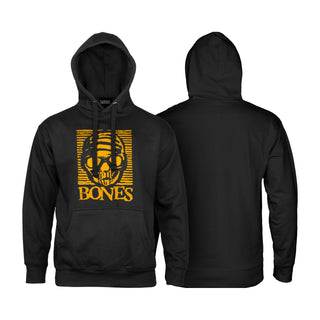 Bones Wheels Skateboard Hoody Black and Gold Pullover Black