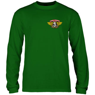 Powell Peralta Skateboard Long Sleeve Shirt Winged Ripper Forest Green