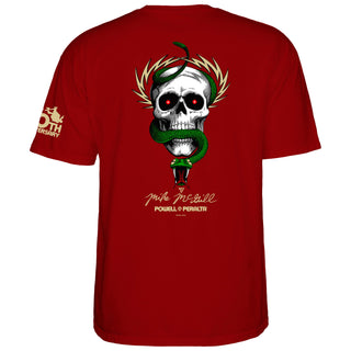 Powell Peralta Skateboard Shirt McGill Skull and Snake 40th Anniversary Garnet