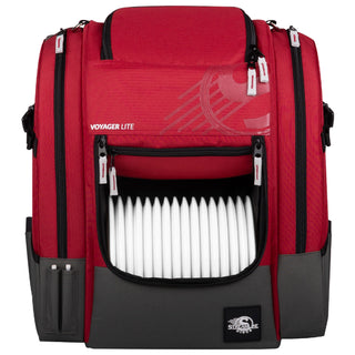 Streamline Discs Disc Golf Backpack Bag - Voyager Lite Backpack - Burgundy/Dark Grey