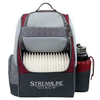 Streamline Discs Disc Golf Backpack Bag - Shuttle Backpack Velcro Edition - Burgundy/Black