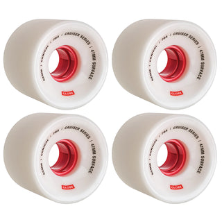 Paris Longboard Trucks V2 180mm 50° Raw Polished + Globe Conical 62mm 78a Wheels White/Red + Abec 7 Bearings