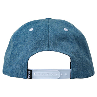 Real Skateboards Hat Street Cleaner Snapback Bleached Denim Blue