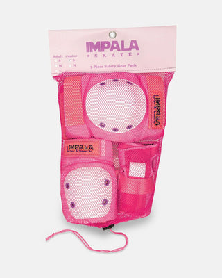 Impala Rollerskates Protective Set - Knee Pads, Elbow, Wrist Guards - Pink -  Youth Small