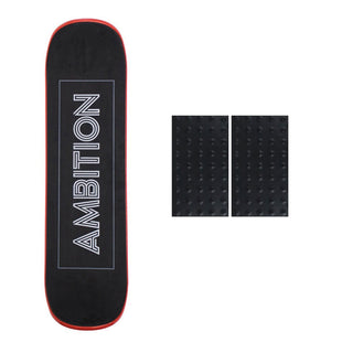 Ambition Snowskate Jib Red Snow Skate Deck with Foam Grip Applied and Studded Grip Add On