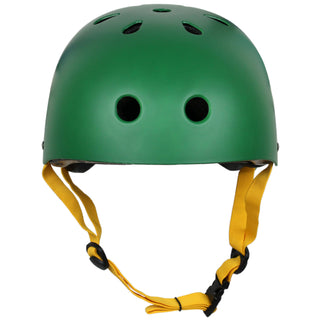 Krown Hunter Green Shell with Yellow Strap Skateboard Helmet, Adult One Size