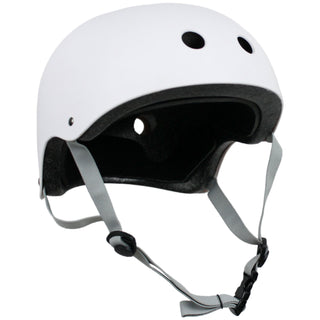 Krown White Shell with Grey Strap Skateboard Helmet, Adult One Size