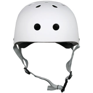 Krown White Shell with Grey Strap Skateboard Helmet, Adult One Size
