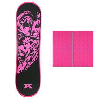 Krown Snowskate 9" x 32" Owl Pink Color Studded Grip Combo