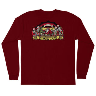 Santa Cruz Skateboards Longsleeve Shirt Guzman Dead Diners Maroon