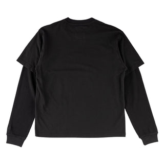 Welcome x Batman Skateboard Longsleeve Bat Signal Layered Knit Washed Black