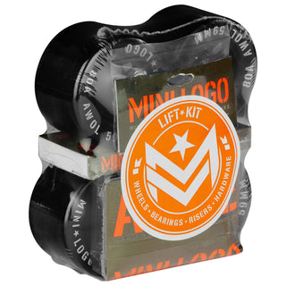 Mini Logo Skateboard Wheels 55mm AWOL 80A Black Lift Kit (Risers, Bearings, HW)