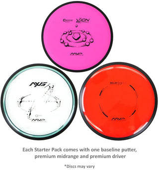 MVP Premium Disc Golf Starter 3 Disc Set - Putter Midrange Driver (Assorted)