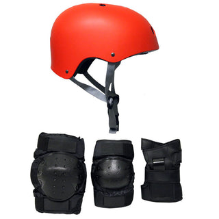 Skateboard Helmet Elbow/Knee/Wrist Pad Combo Skateboarding Skate Park Safety Kit Red Helmet Extra Small Pads