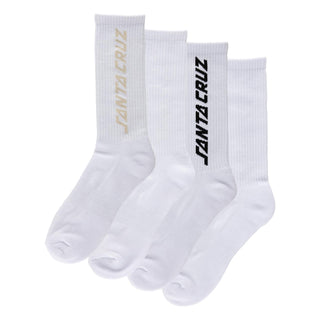 Santa Cruz Skateboards Socks Solid Strip 2-Pack Crew White Adult