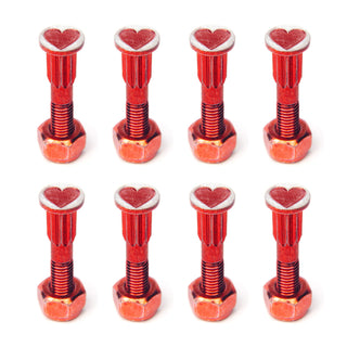 Screw City Skateboard Mounting Hardware 1" - Heart Red