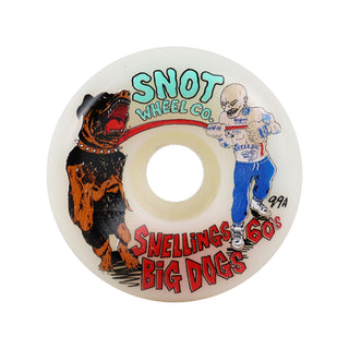 Snot Wheel Co. Skateboard Wheels 60mm Snelling Dogs 99A Conical White