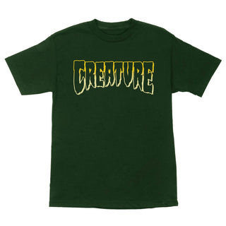 Creature Skateboards Shirt Logo Outline Forest/Yellow