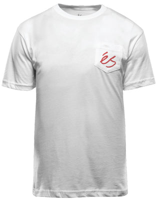 ES Skateboard Shoes T SHIRT Script Pocket White Size Small