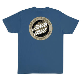 Santa Cruz Skateboard T-Shirt Flamed MFG Dot Blue Dusk