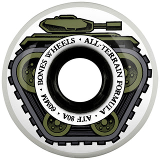 Bones Skateboard Wheels 60mm Tank ATF 80A White All-Terrain Formula