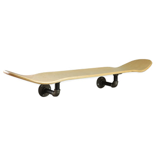 Floating Industrial Style Maple Skateboard Deck Shelf with Pipe Mounting System 7.75" Bamboo Bottom